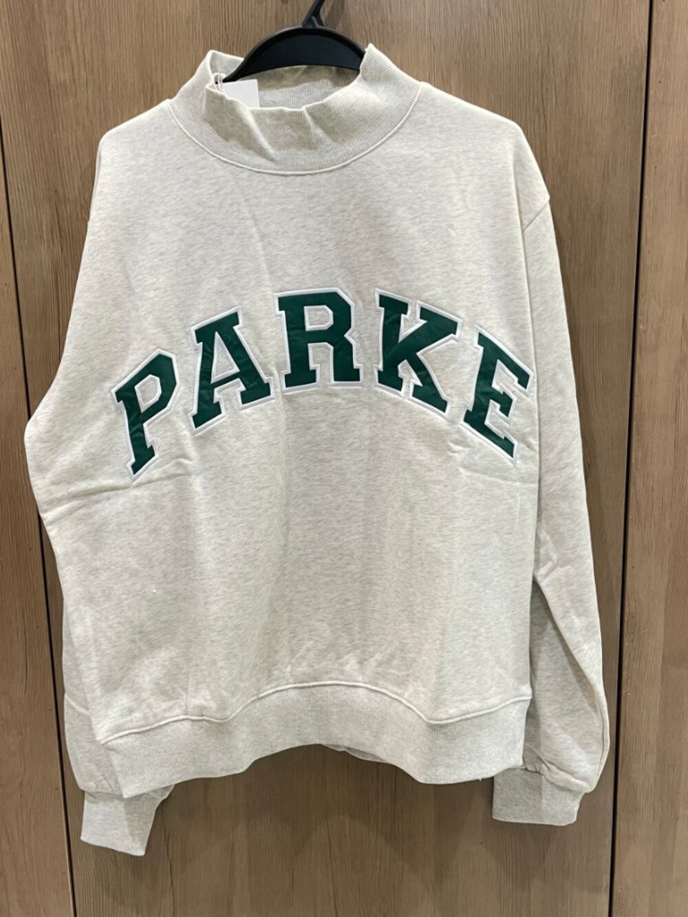 Parke Oat Green Letter Pullover Sweatshirt